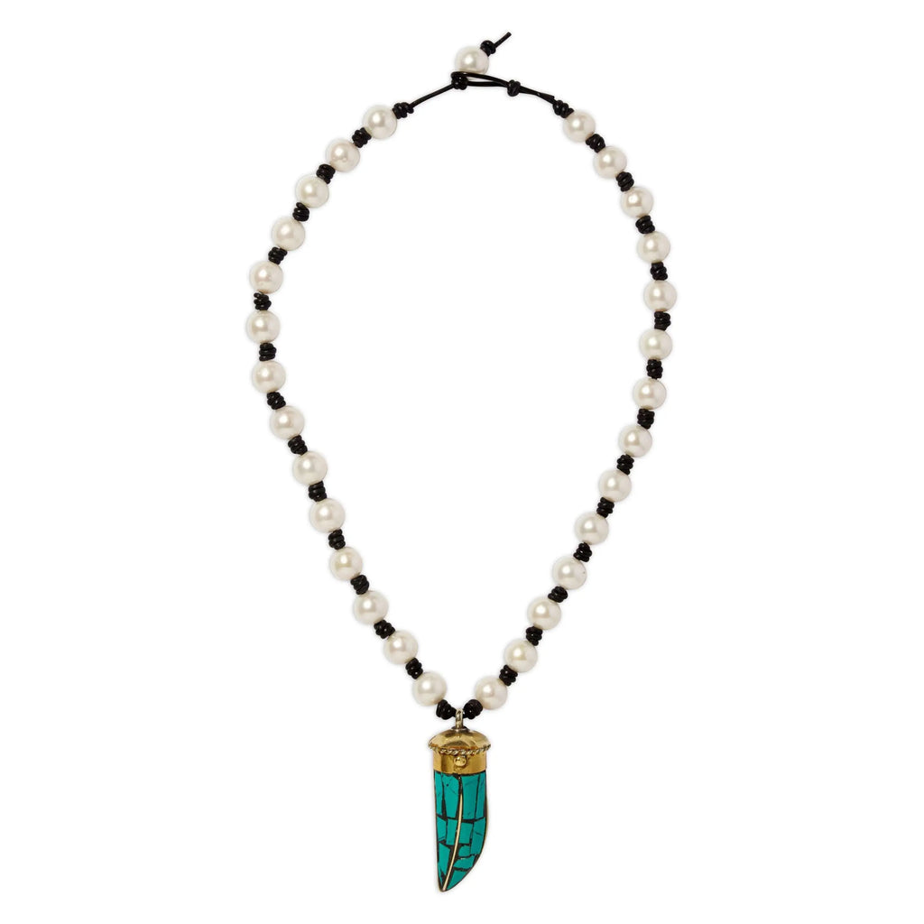 Knotted Turquoise Horn Necklace