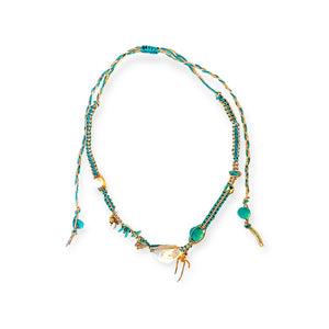 TURQUOISE BEACH BAROQUE PEARL LUCKY CHARM GOLD SILK ROCKER NECKLACE Joie DiGiovanni Necklace Joie DiGiovanni