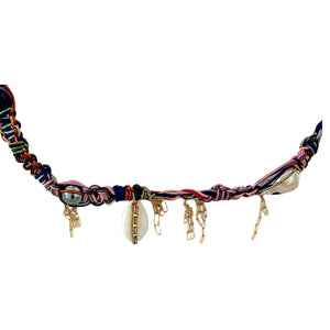 Rainbow Sapphire Cowrie Seashell Diamond Leather Rockstar Necklace Joie DiGiovanni Necklace Joie DiGiovanni