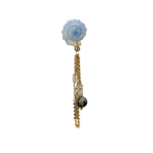 AQUAMARINE DREAM BLUE OPAL SEASHELL PEARL CHAIN STUDS Joie DiGiovanni Earrings Joie DiGiovanni