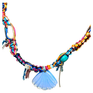 NEON TROPICAL BLUE GLOW SHELL ROCKSTAR NECKLACE Joie DiGiovanni Necklace Joie DiGiovanni