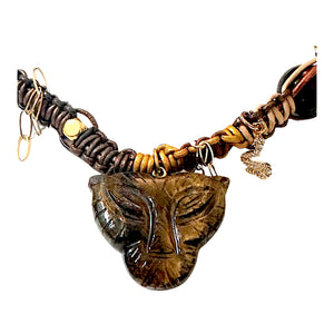 Golden Royal Tiger Leather Rockstar Necklace Joie DiGiovanni Necklace Joie DiGiovanni