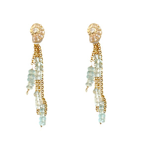 Aquamarine Dream Seashell Chain Studs Joie DiGiovanni Earrings Joie DiGiovanni