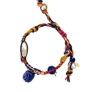 Autumn Blue Lapis Scarab Leather Bracelet Joie DiGiovanni Bracelet Joie DiGiovanni