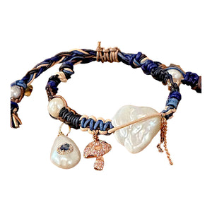 Psychedelic Blue Gemburst Sky Leather Rockstar Bracelet Joie DiGiovanni  Joie DiGiovanni