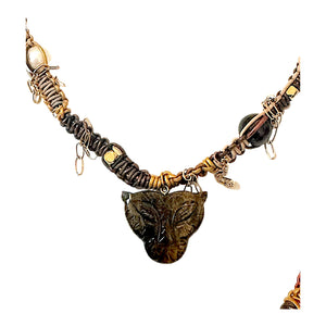 Golden Royal Tiger Leather Rockstar Necklace Joie DiGiovanni Necklace Joie DiGiovanni