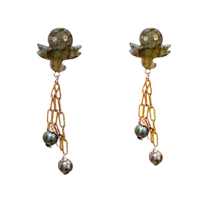 LABRADORITE OCTOPUS CHAIN STUDS Joie DiGiovanni Earrings Joie DiGiovanni