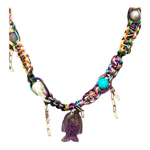 TROPICAL PURPLE GLOW FISH ROCKSTAR NECKLACE Joie DiGiovanni Necklace Joie DiGiovanni