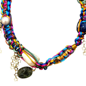 MEDITERRANEAN RAINBOW LABRADORITE GLOW IN THE DARK SCARAB ROCKER CHOKER Joie DiGiovanni Necklace Joie DiGiovanni