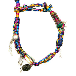 MEDITERRANEAN RAINBOW LABRADORITE GLOW IN THE DARK SCARAB ROCKER CHOKER Joie DiGiovanni Necklace Joie DiGiovanni