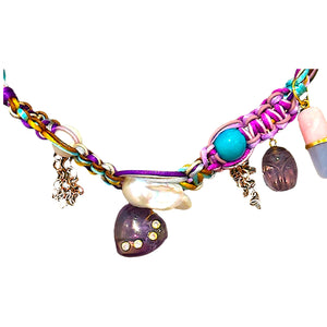 TROPICAL LAVENDER IN LOVE PILL POPPING SCARAB ROCKER CHOKER Joie DiGiovanni Necklace Joie DiGiovanni