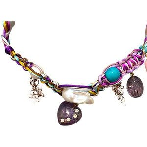 TROPICAL LAVENDER IN LOVE PILL POPPING SCARAB ROCKER CHOKER Joie DiGiovanni Necklace Joie DiGiovanni