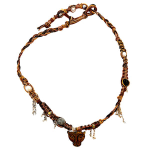 Golden Brown Tiger Leather Rockstar Necklace Joie DiGiovanni Necklace Joie DiGiovanni