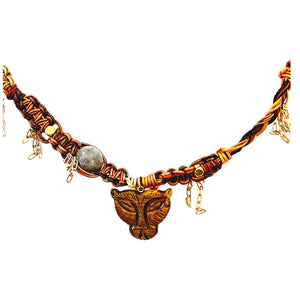 Golden Brown Tiger Leather Rockstar Necklace Joie DiGiovanni Necklace Joie DiGiovanni