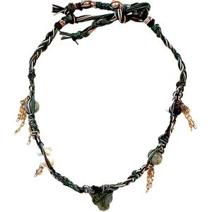 Sea Dream Labradorite Tiger Leather Rockstar Necklace Joie DiGiovanni Necklace Joie DiGiovanni