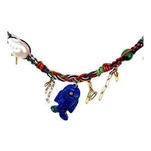 Rainbow Lapis Fish Rockstar Leather Necklace Joie DiGiovanni Necklace Joie DiGiovanni