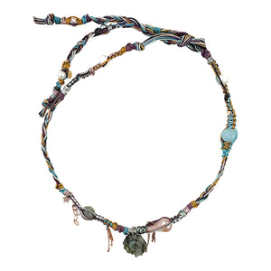 Metallic Mermaid Day Dream Labradorite Seashell Rose Gold Leather Rainbow Rockstar Necklace Joie DiGiovanni Necklace Joie DiGiovanni