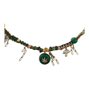 Malachite Diamond Dope Leather Rockstar Necklace Joie DiGiovanni Necklace Joie DiGiovanni