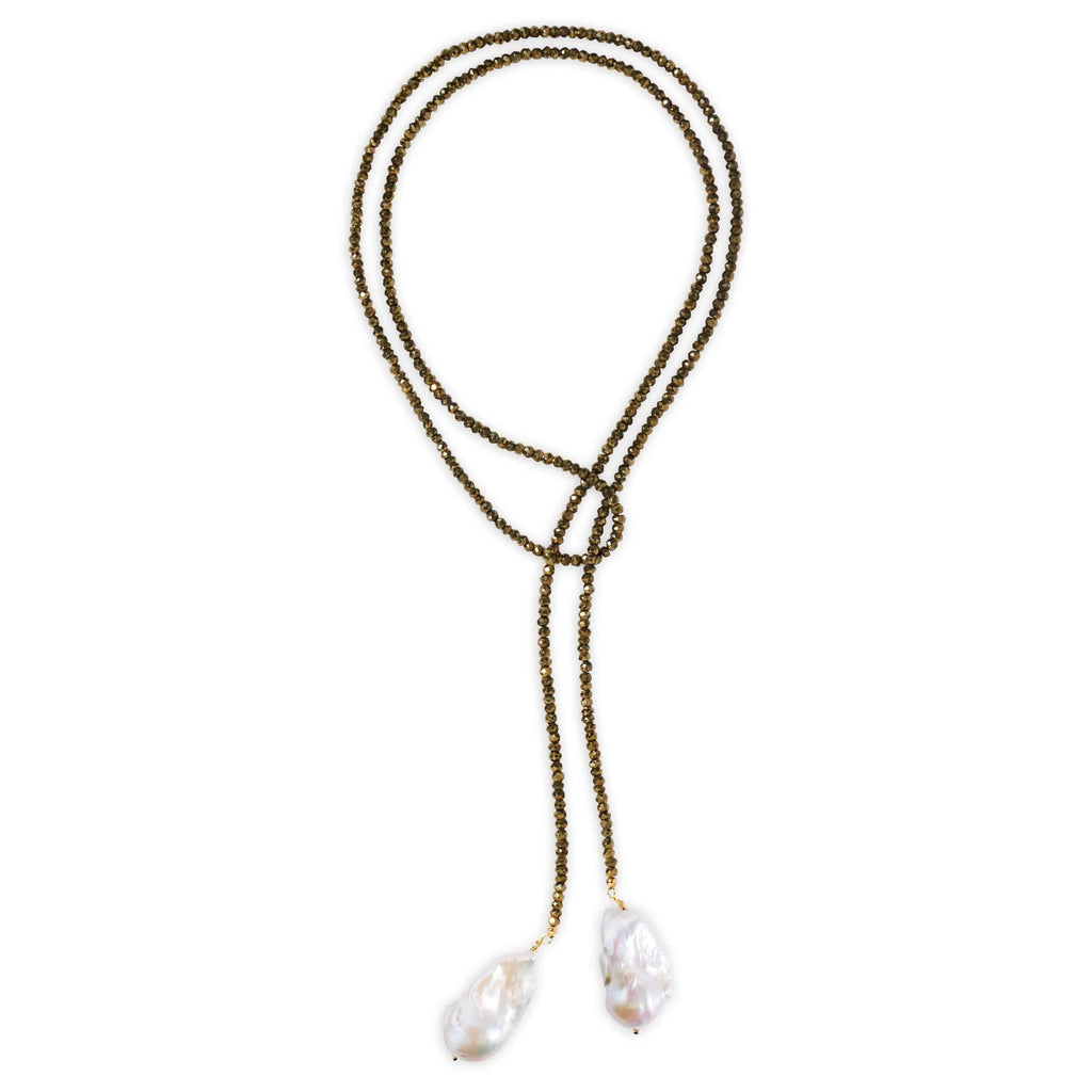 Pyrite Classic Gemstone Lariat Joie DiGiovanni