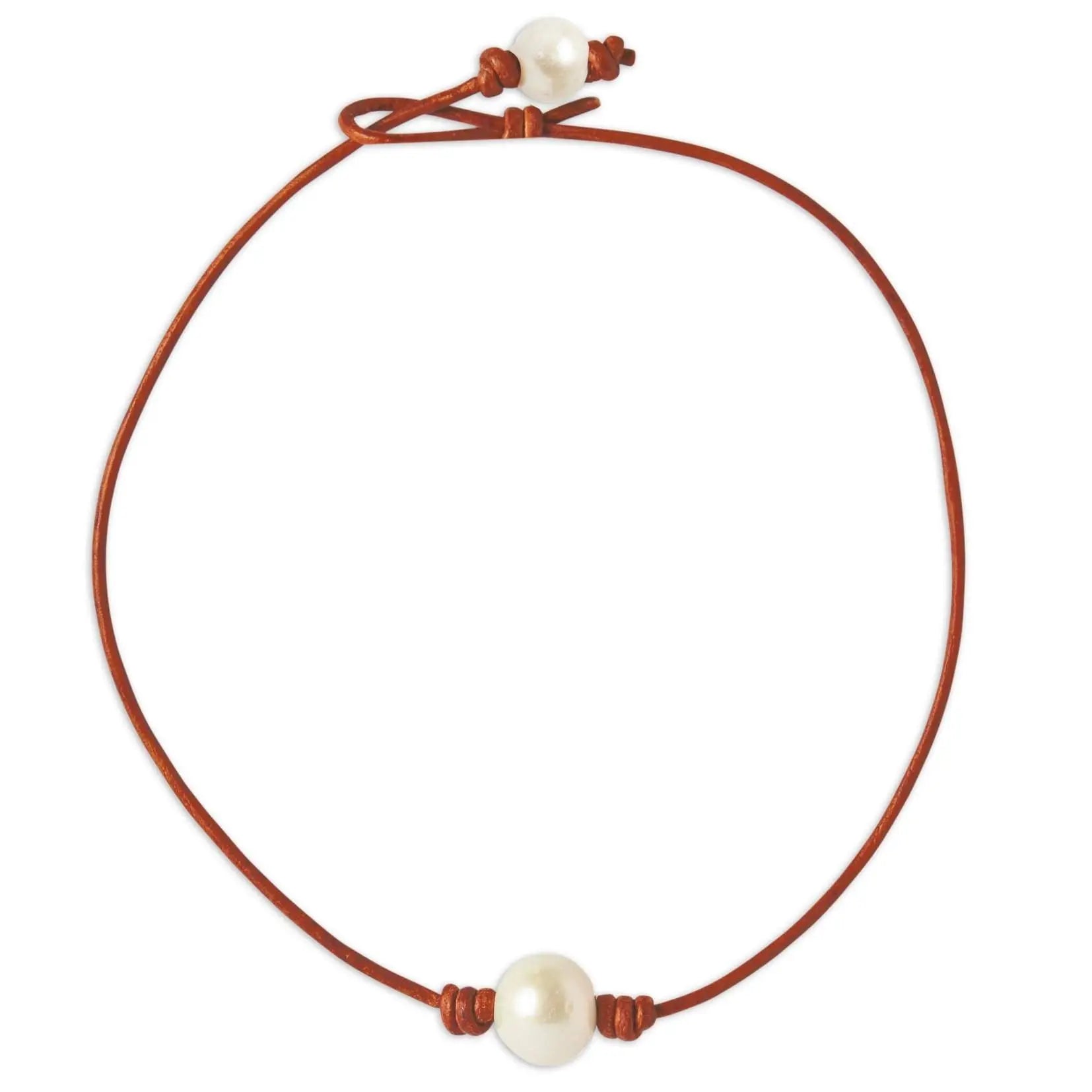 Freshwater pearl leather on sale necklace